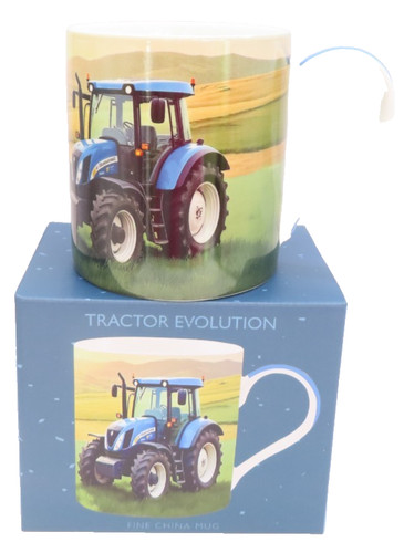 Blue tractor mug boxed - mug,