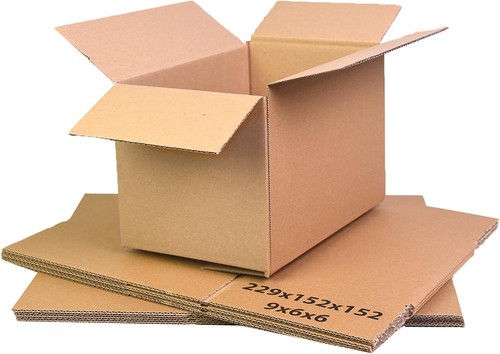 Flat packed 9x6x6 cardboard - packed,