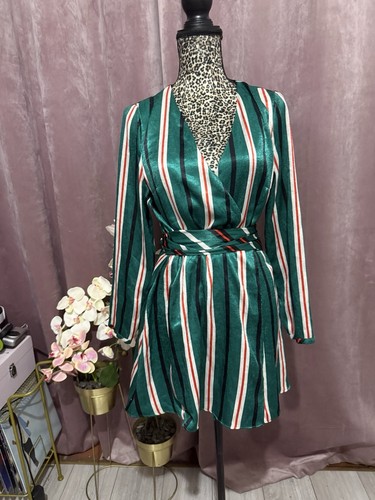 Zara green striped - wrap, front