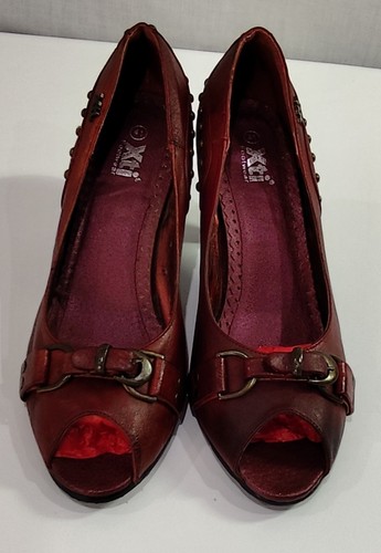 Xti red womens heeled peeptoe - red,