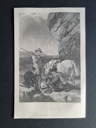 Antique 1852 print hunting - antique,
