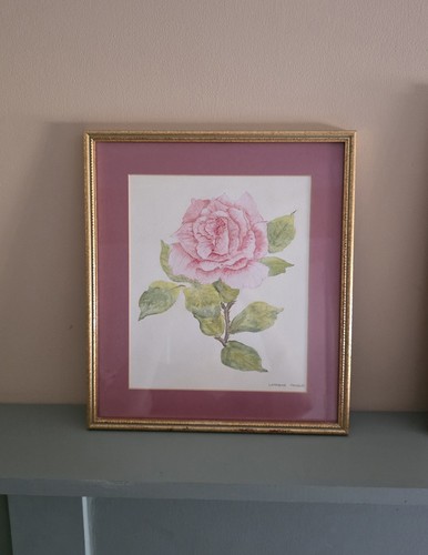 Original watercolour pink rose - original,