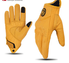 Motorcycle Gloves Leather Men Women Breathable Perforated Motorbike Racing M-XXL