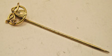 Antique Art Nouveau Stick Pin For Tie Cravat Lapel Yellow Metal No Gold Marks