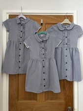3 X Girls Blue Gingham School