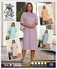 Ladies Cotton Night Shirt Plain Sleeve Pajamas M-3XL 100% Cotton Sleepwear