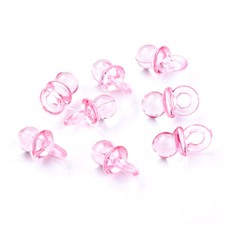 Pink Dummy Charms - Acrylic - 20mm x 10mm - Baby Pacifier Soother - Pack of 50