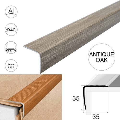 Aluminium stair nosing - aluminium, wood