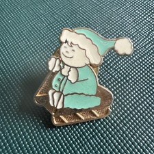 Snow Toboggan Winter Christmas Pin Badge Rare Vintage Souvenir Gift 