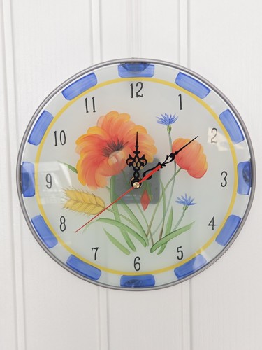 Glass wall clock - glass, hand