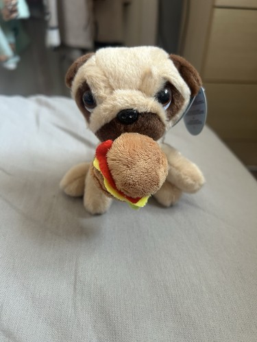 Pug teddy with burger - pug,