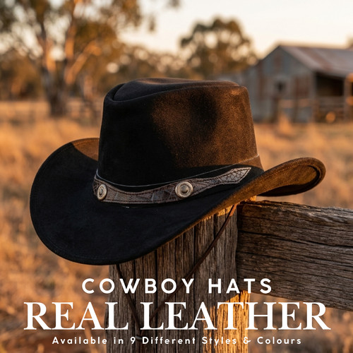 Real leather cowboy hat men - leather,