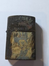 Vietnam war Quang Tri U.S. Army VINATGE Brass Zippo Lighter Mickey Mouse 1972