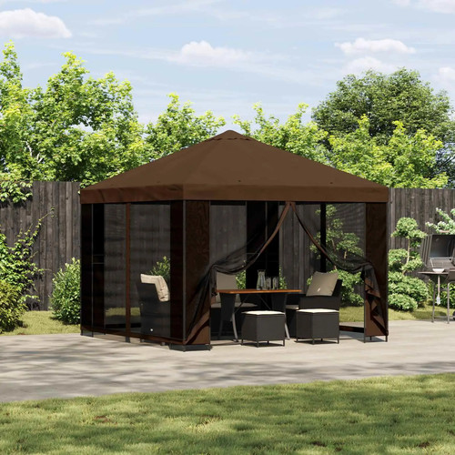 Gazebo 3x3m brown polyester - brown,