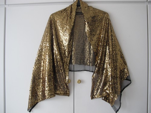 Gold sequins black net - black,