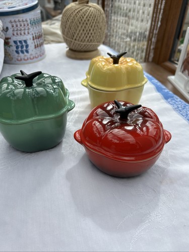 Creuset cocottes yellow - cocottes, x3.