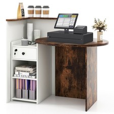 Reception Desk Front Counter Desk w/Lockable Drawer Checkout Table w/Shelf