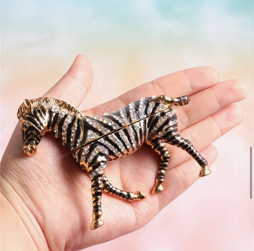 Zebra bejewelled hinged enamel - zebra,