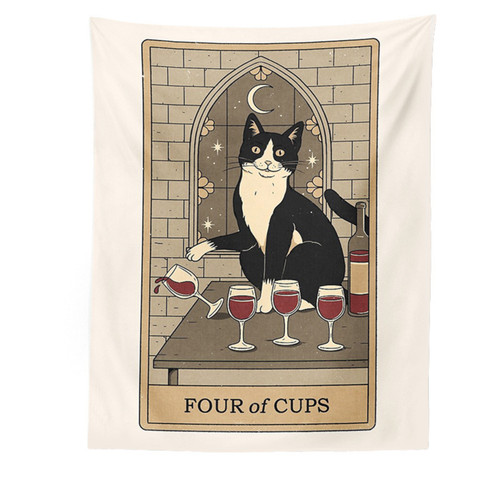 Four cups tarot cat - four,