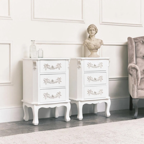 Pair ornate white french - pair,
