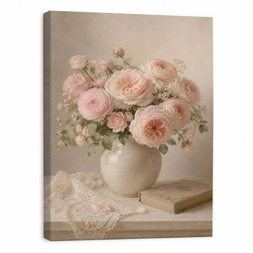 Pink rose canvas - rose, wall