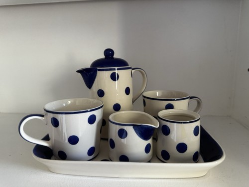 Navy blue white - navy, polka