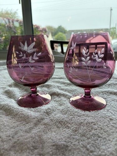Pair vintage etched - of,