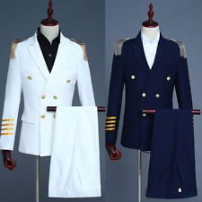 2024 Mens Peak Lapel Airline Pilot Captain Suit Aviator Costume Uniform Jacket