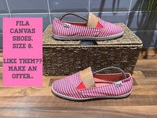 FILA Flat Canvas Shoes - Size 8 - Pink / Grey Stripe - Women - VGC