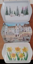 3 x Small Decorative Plastic Trays Seaside Coastal Floral Polar Bear