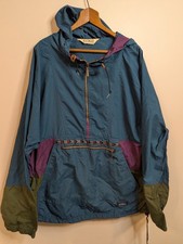 Vintage 90s L.L. Bean Anorak Jacket Mens Large Colour Block Aztec Trim Pullover