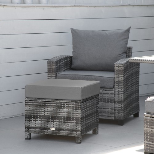 Rattan aluminium ottoman - rattan,
