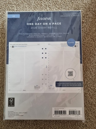 Filofax 2026 diary one - one, day