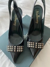 Mulberry Sling Back Court Shoes Size 40 UK 7 Black Leather. Excellent Condition