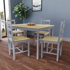 Solid Wood Dining Table and 2 4 Chairs Set Home Kitchen Furniture 3 Colours