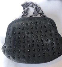 Stunning Thomas Wylde Black Leather Skull Clutch / Handbag