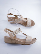 Graceland size 4 (37) beige faux suede diamante strap platform wedge sandals