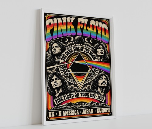 Pink floyd poster 70s music - pink,