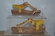 Pavers women's flat yellow flower and bead detail sandals UK size 4