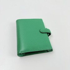 Filofax Mini Finsbury Green Leather Pocket Organiser Notepad Planner Rare VGC