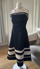 Coast Bandeau Strapless A Line Satin Dress In Black And Ivory Size 14 Worn Once