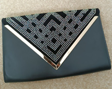 Primark evening black and gold clutch bag new