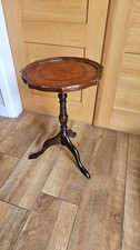  Vintage Orange Leather Pie Crust Edge Tripod Plant Table – Regency Style.