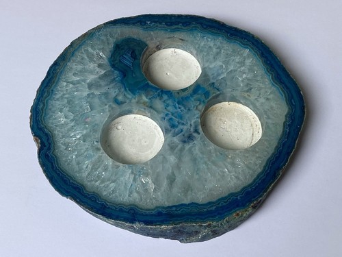 Large blue agate crystal - blue,