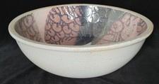 Very large Crich Pottery Diana Worthy bowl abstract pink / gray - 34 cm