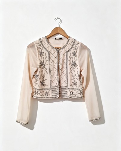 Boohoo cream beaded bolero - cream,