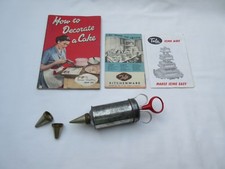 Vintage tin metal icing syringe & Tala cake decorating icing booklet leaflets