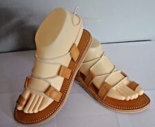 100% MOROCCAN LEATHER *  FLAT GLADIATOR SANDALS * TAN