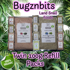 Twin Pack Giant African Land Snail Food Organic Seed & Grain Snail Mix 2 x 100g