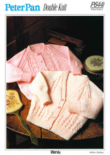 Peter Pan Knitting Pattern Copy P644 Girls’ Cardigans DK Round Neck & V-Neck 18–